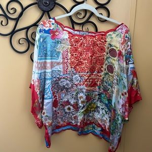 Beautiful colorful Johnny Was silk top